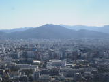福岡タワーからの遠景（中央が油山、その右下が安楽平城）