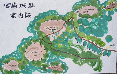 宮崎城の縄張り概要図